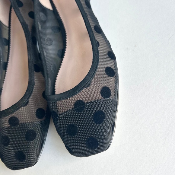 J. Crew Black Suede Textile Polka Dot Square Toe Flats size 7 - Picture 7 of 13